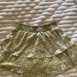 Flirty Mini Green and Cream Floral Skirt